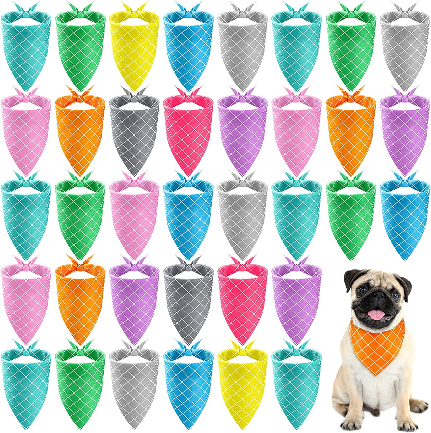 Pañuelo triangular a cuadros para perro, accesorios para babero, Bandana para perros pequeños a medianos, cachorros y gatos, 10 Uds.: Negro