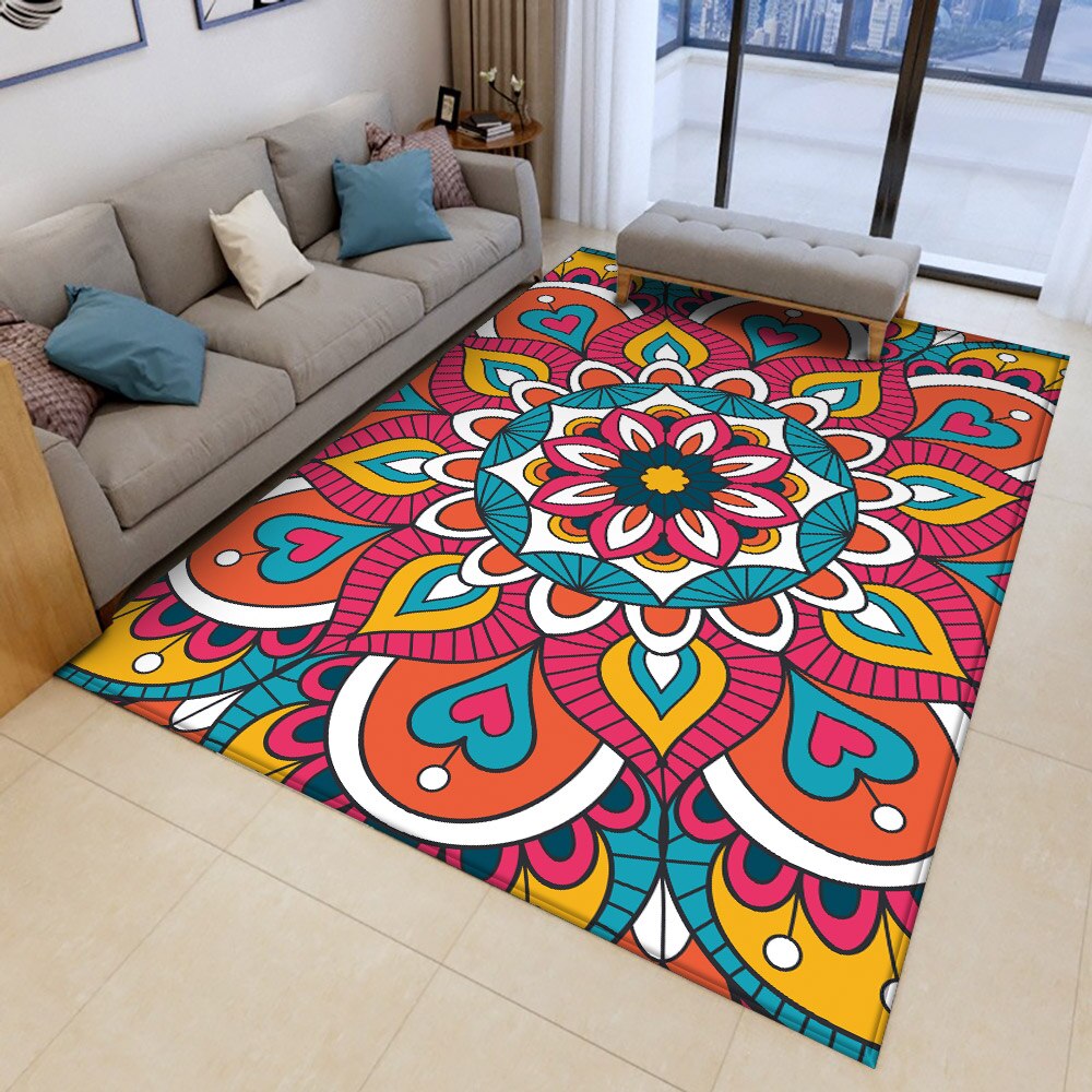 Mandala fargerike blomstermønster etnisk rektangel teppe flanell teppe alfombras godt hjem stue tepper og tepper