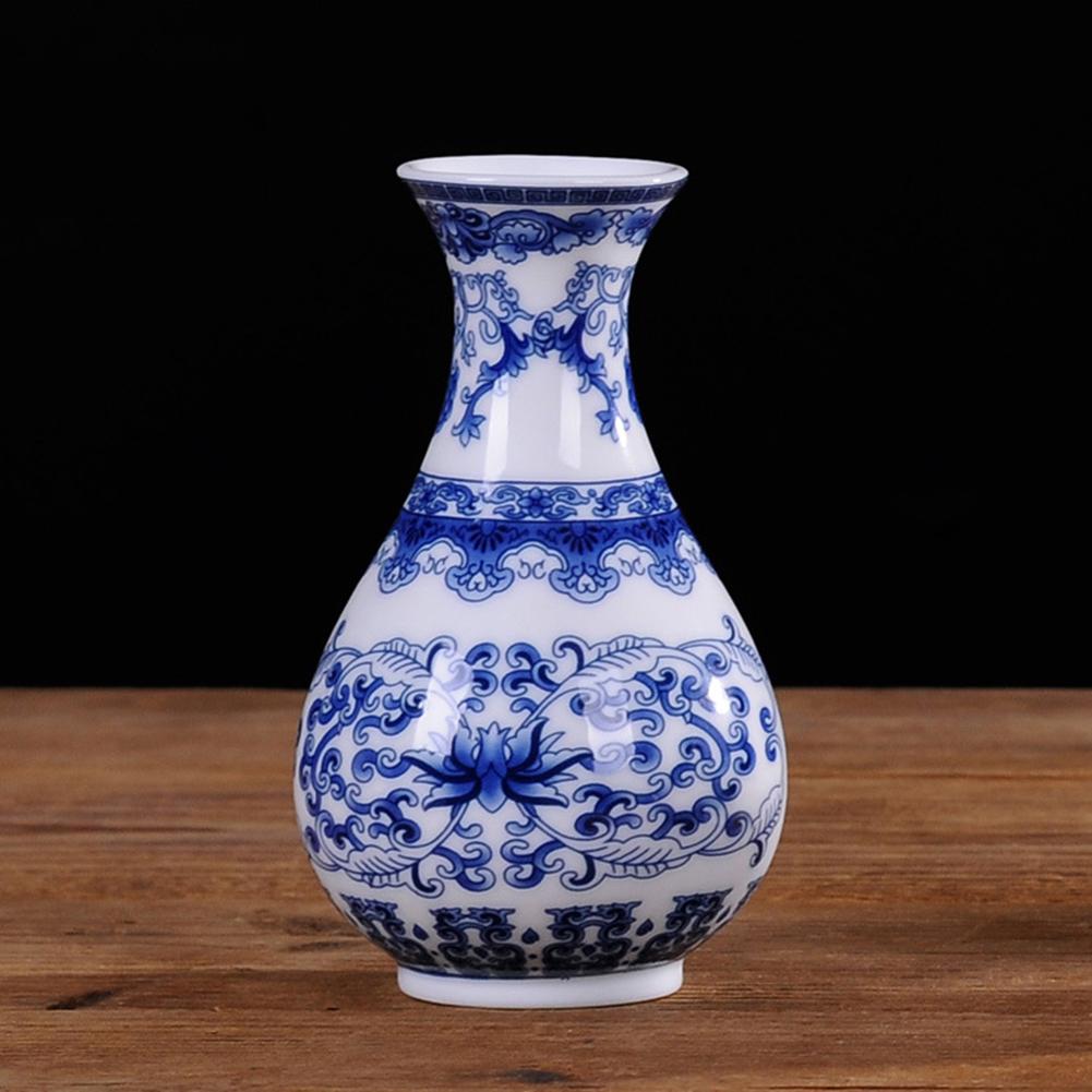 Jarrón decorativo Vintage chino de porcelana azul y blanca, jarrón de Arte de cerámica, jarrones decorativos para Decoración de mesa de hogar