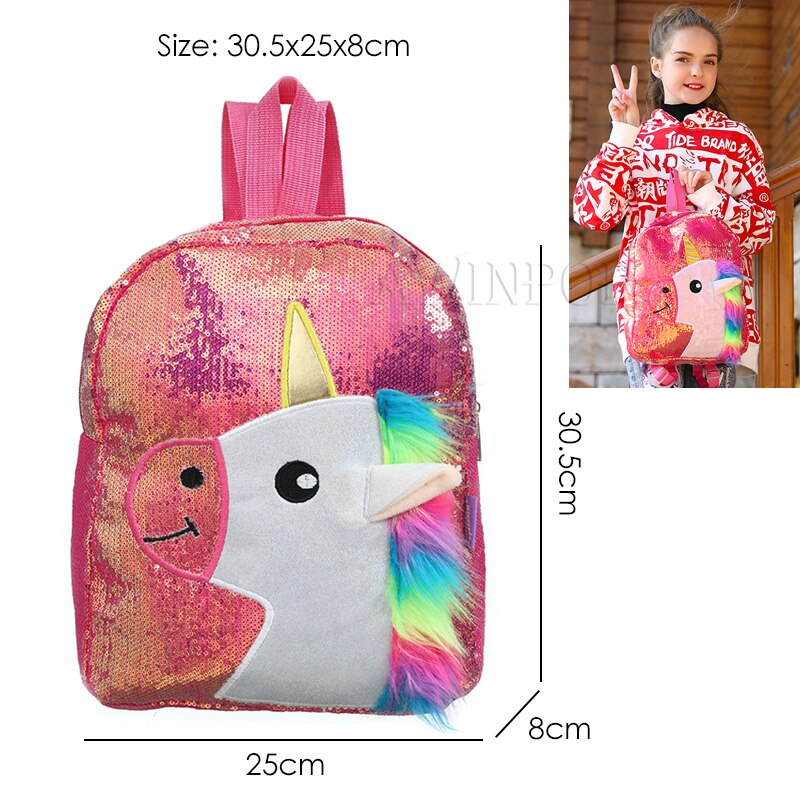 Mermaid Sequin Backpack for Girls Children Large 3D Cartoon Unicorn School Bag Teenager Hologram Heart Love Backpack: 6