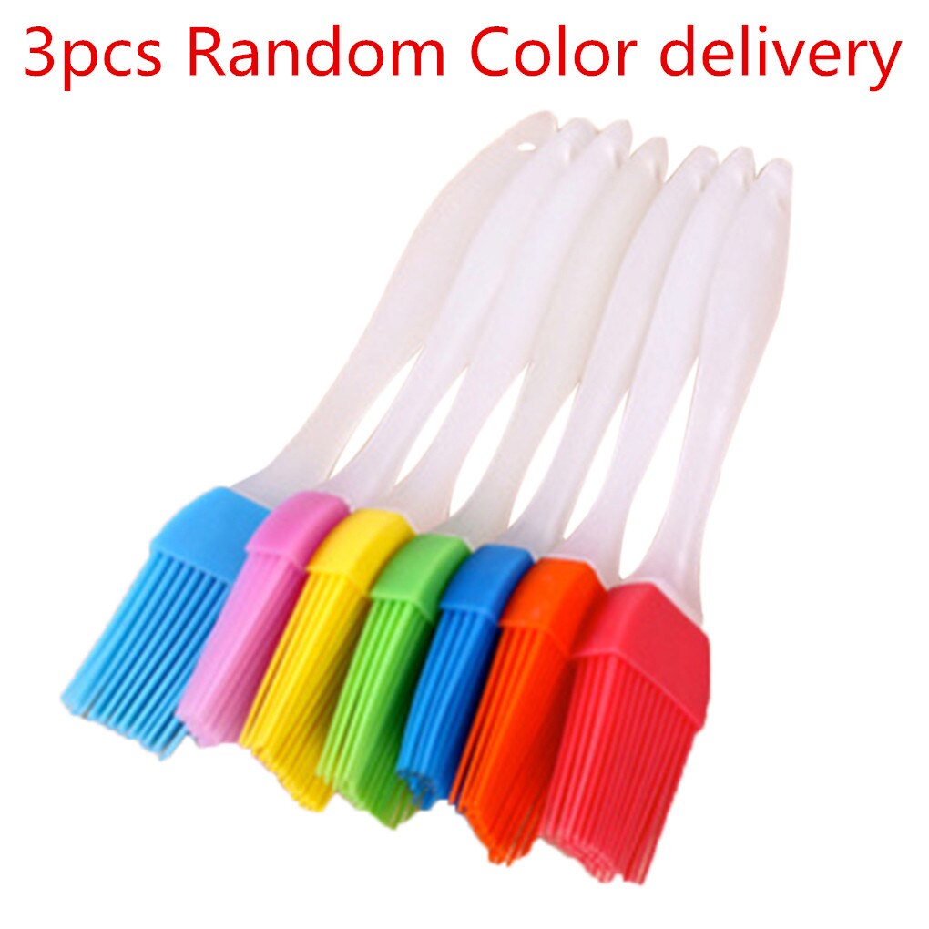 1/2/3/4/5pcs Grill Oil Bottle Brushes Tool Heat Resisting Silicone BBQ Basting Oil Brush Barbecue Cooking Pastry Oil Brushes: 3pcs Random Color