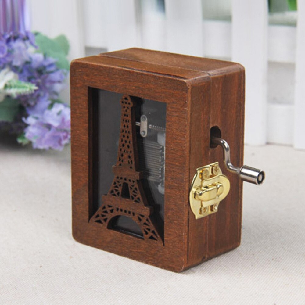 1pc boîte à musique mignon stylé Chic en bois boîte à musique mécanique boîte à musique en bois boîte à musique à manivelle boîte à musique