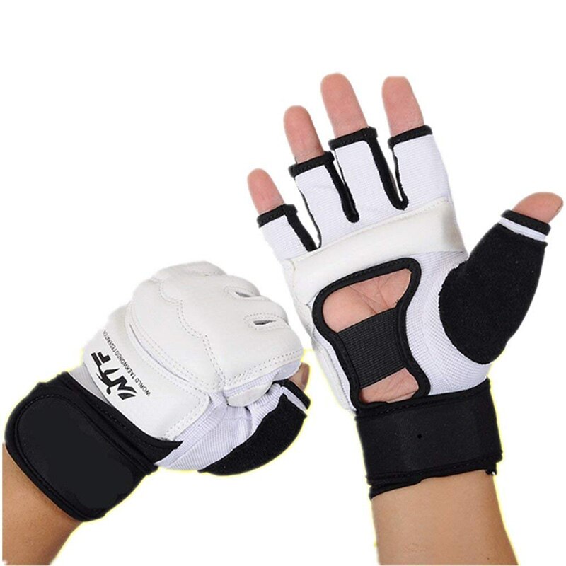 Demi-doigts Taekwondo gants enfants adultes Arts martiaux sport main garde PU cuir gants Taekwondo pied protecteur
