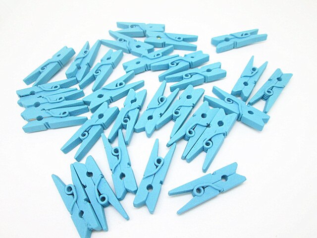 200 stuks 25mm mini houten knijpers wasknijpers clips bruiloftsversieringen scrapbooking ,14 kleuren: Hemelsblauw