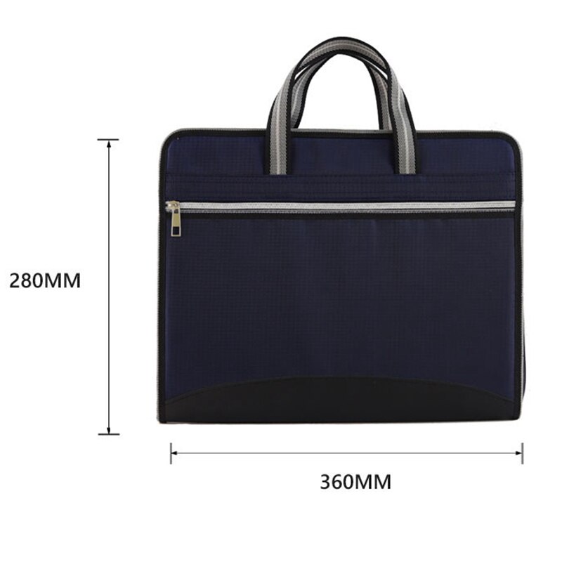 Office Canvas&Leather Folder 12 Layers Expanding Wallet Document Organizer File Folder A4 36X28cm Large Capacity Business Use