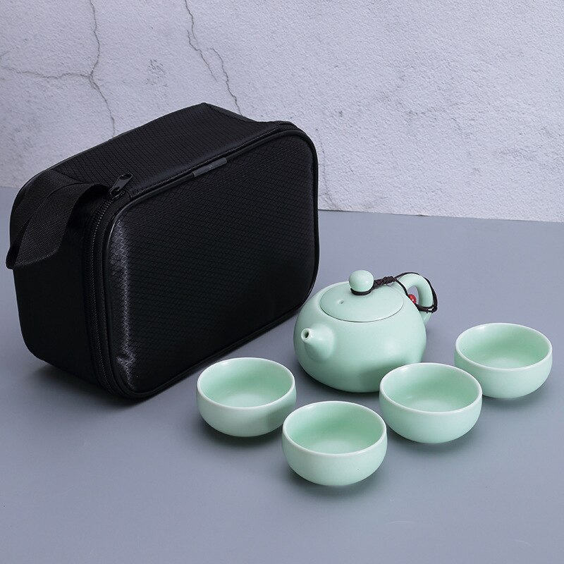 Untioor Keramische Theepot Outdoor Reizen Kung Fu Theepot Zak Reizen Set Chinese Thee Set Draagbare Thee Set Voor Verjaardag Bruiloft: F
