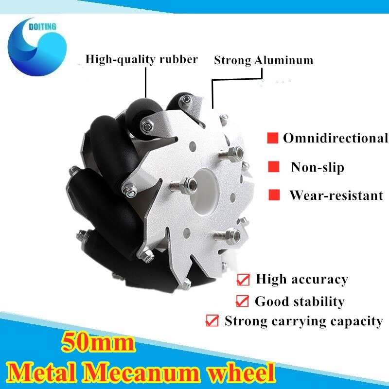 50mm Mecanum wheel Metal Omnidirectional Wheel Special for TT motor Wheels For Arduino Robot Chassis Accessories DIY Kit