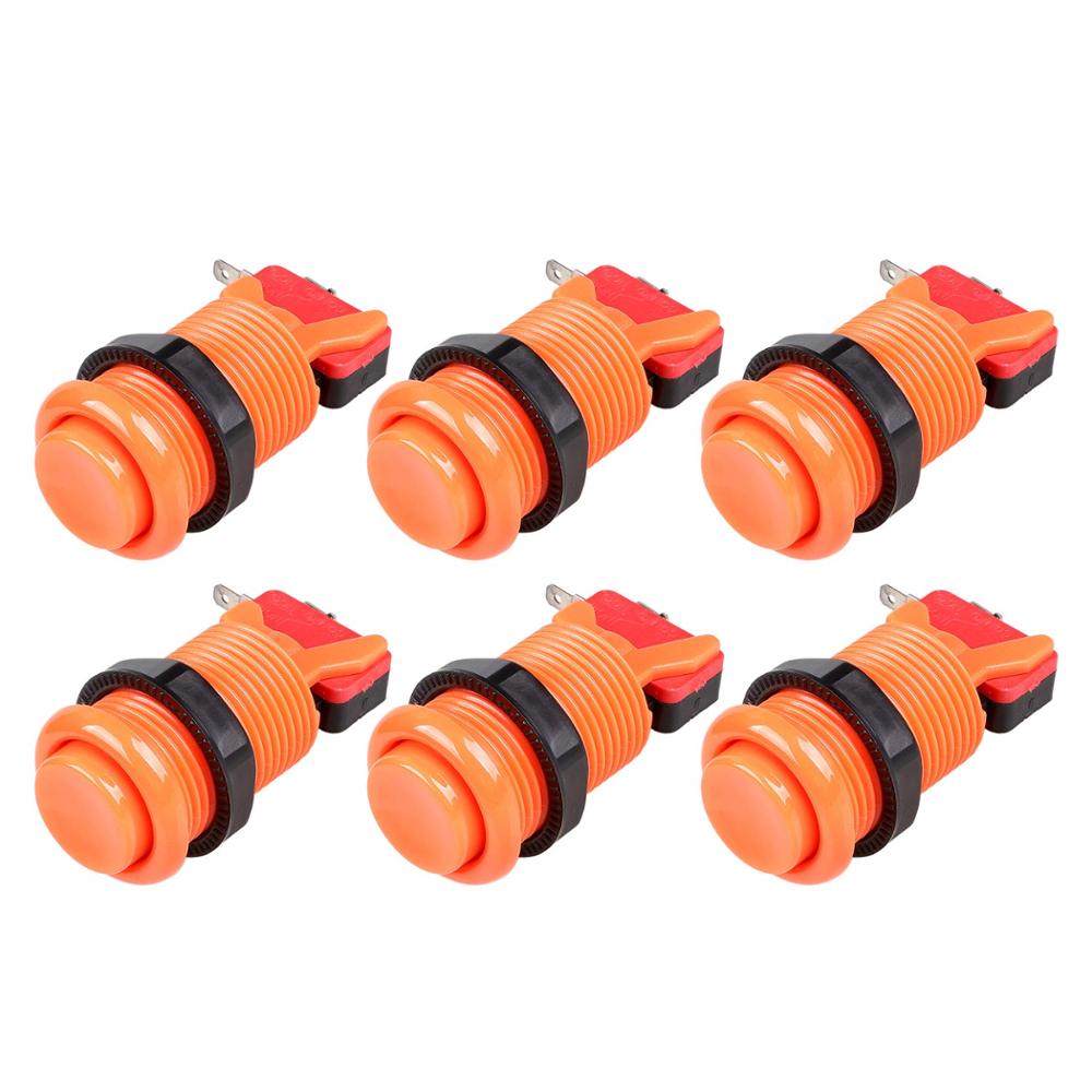 Botones de Arcade estándar de estilo americano, botones conmutables tipo Happ de 30mm, 187 "(4,8mm), Mame Jamma terminal para, piezas de Kit, 6 uds.: Orange