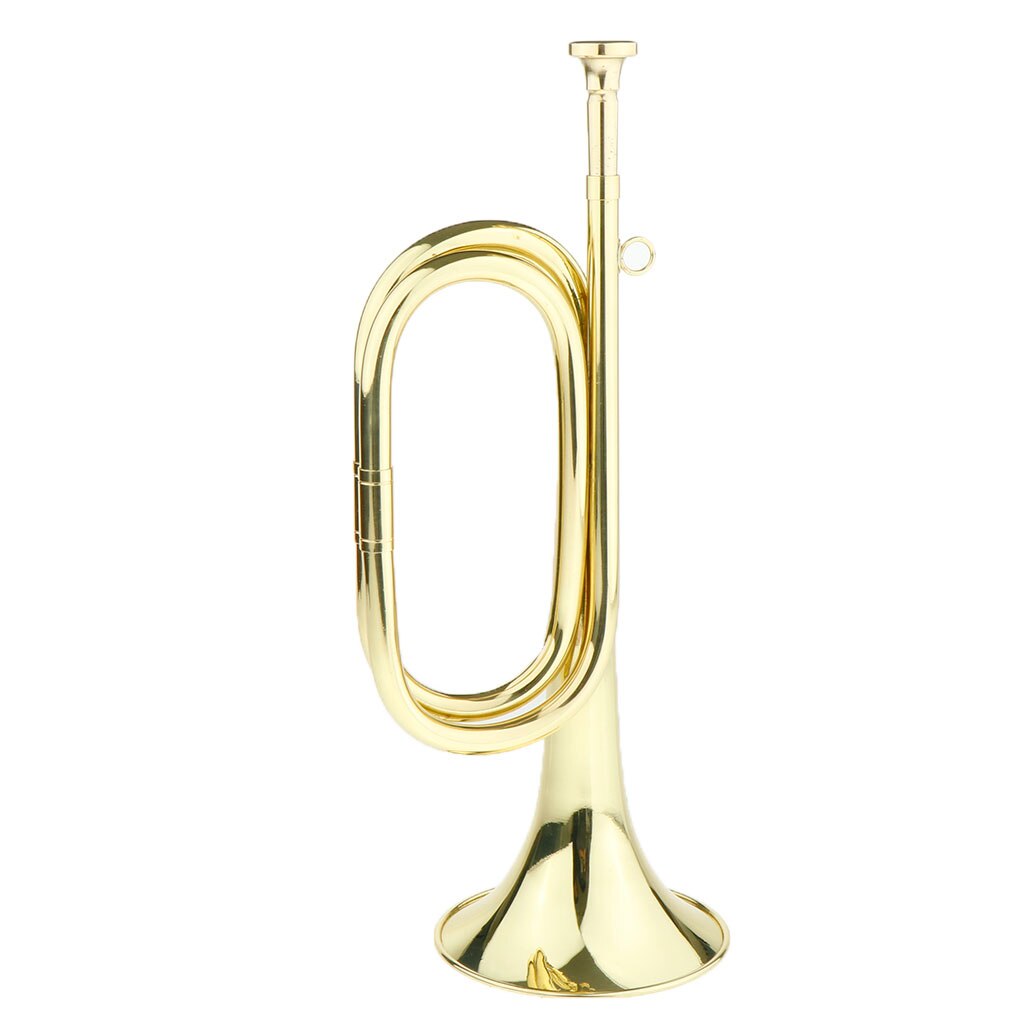 Gold Lacquer Marching Bugle Cavalry Trumpet with Mouthpiece 32.5 x 11.5cm