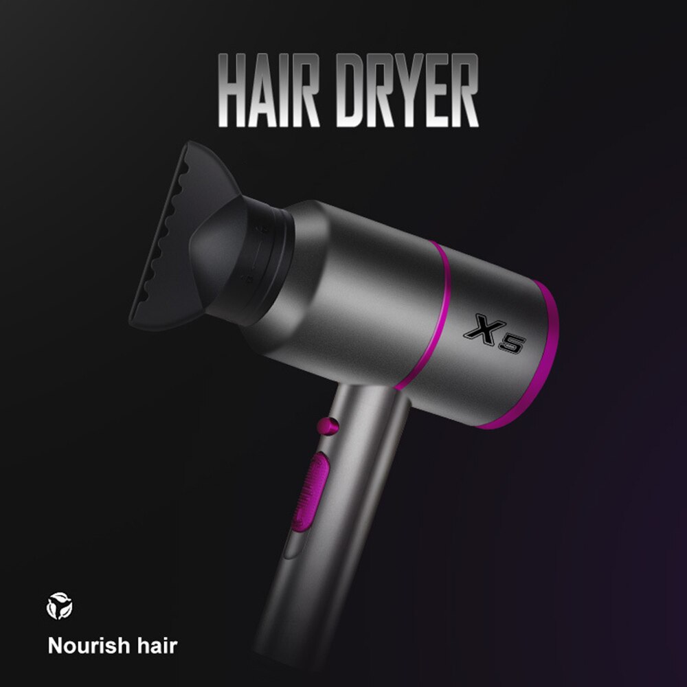 Hair Dryer with Diffuser Blower Compact Ionic Dry Quickly Ceramic Body Extended Lifespan AC Motor 2 Speed 3 Heat Nozzle