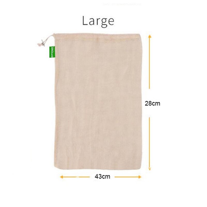 Reutilizável frutas vegetais sacos eco algodão amigável malha sacos ecologico produzir sacos de armazenamento organizador cozinha casa: 43x28cm