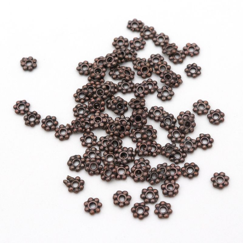 1000pcs 4mm Tibetan Gold Silver Color Daisy Wheel Flower Charm Loose Spacer Metal Bead For Jewelry Making Needlework Accessories: GRAY
