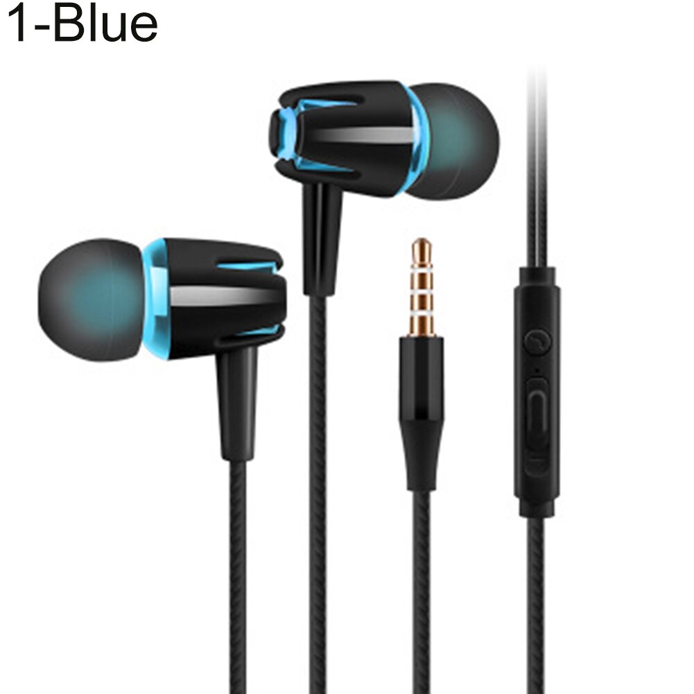 Universel normal / lysende tunge bas in-ear 3.5mm øretelefoner med mikrofon: Blå 1