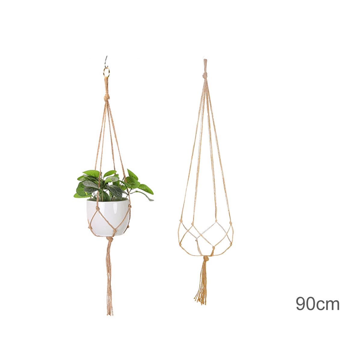 Cesta colgante de macramé hecha a mano para plantas, soporte para macetas de jardín, decoración colgante de pared de macramé para balcón, cuerda de elevación anudada, decoración del hogar: múltiple