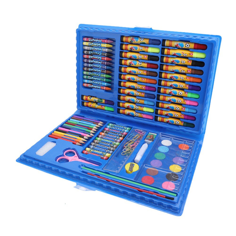 86 Pcs Children Painting Tools Art Supplies for Drawing with Watercolor Pen Ruler Eraser Sharpener JR Deals: blue