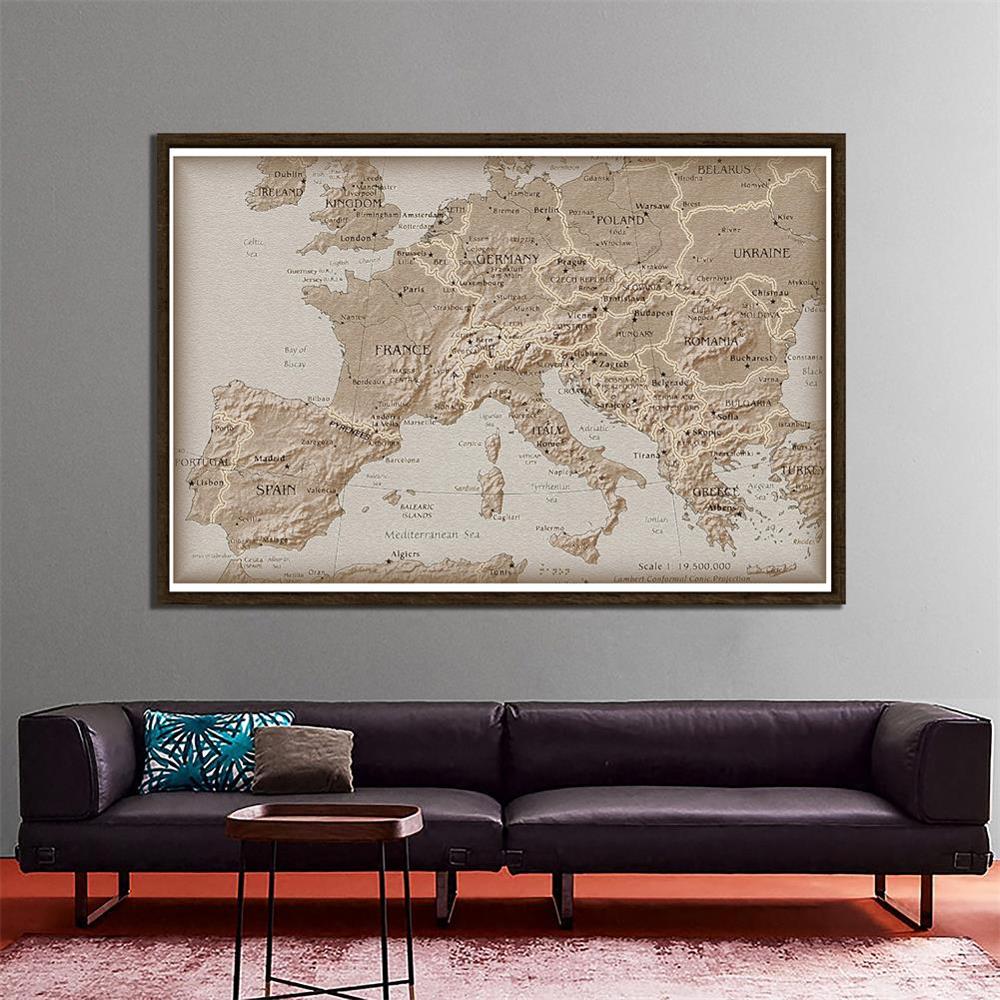 150x225cm Simple Europe Non-woven Map School Student Map For Education And Beginner