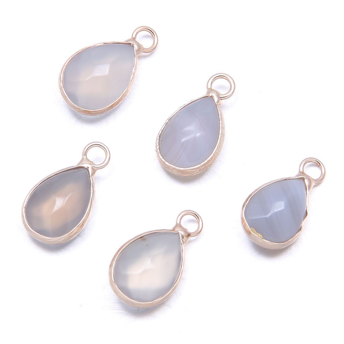 Natürliche Stein Teardrop Form Anhänger Charms Schmuck Charms Für Schmuck Machen Armband Ohrringe: Grey Agate