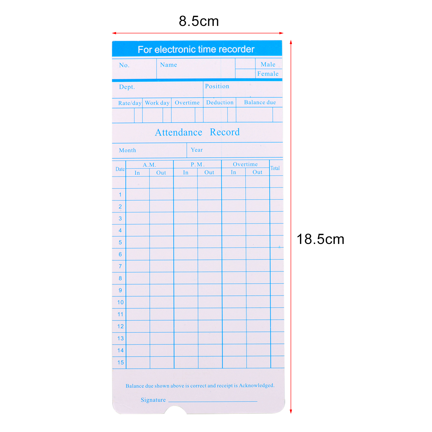 90 Stks/pak Tijd Kaarten Tijdskaarten Maandelijkse 2-Zijdig 18*8.4Cm Voor Werknemer Toeschouwers Time Clock Recorder