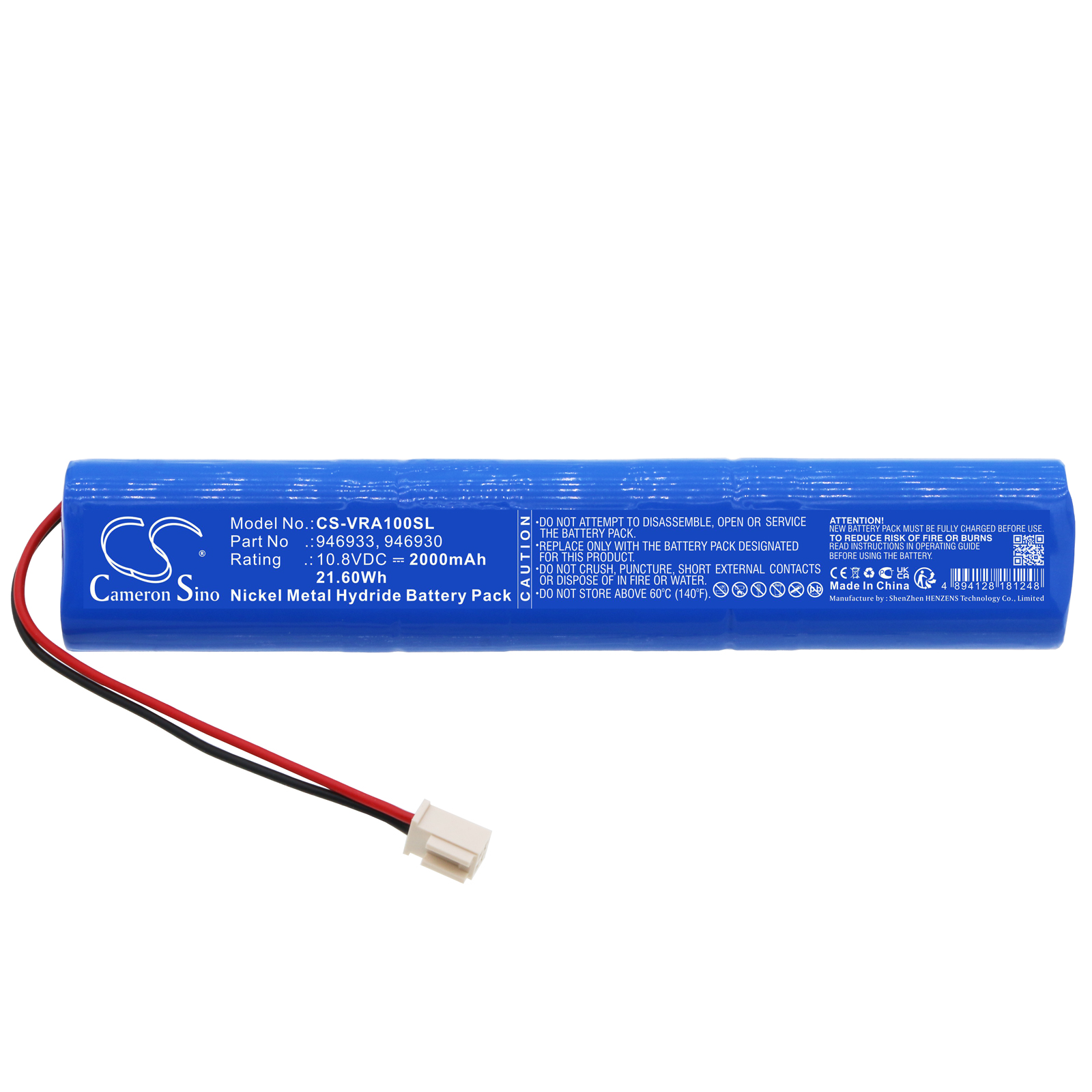 Batería CS de 2000mAh para Velux, 846933, 946930, 946933, Antrieb, Solarrolladen, SSL, Solar, Motor, mit Stecker