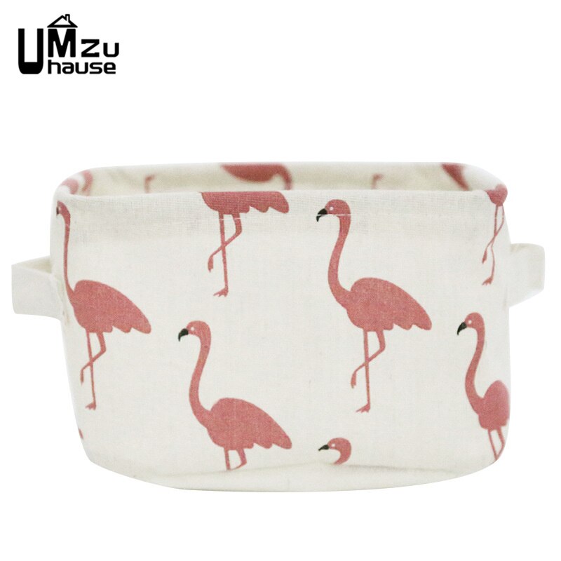 Katoen Linnen Dozen Cosmetische Make Organisatoren Flamingo Eenvoudige Magazijnbakken Home Office Organisatie Meisjes Bureau Tafel Fold Case: Red polar bear