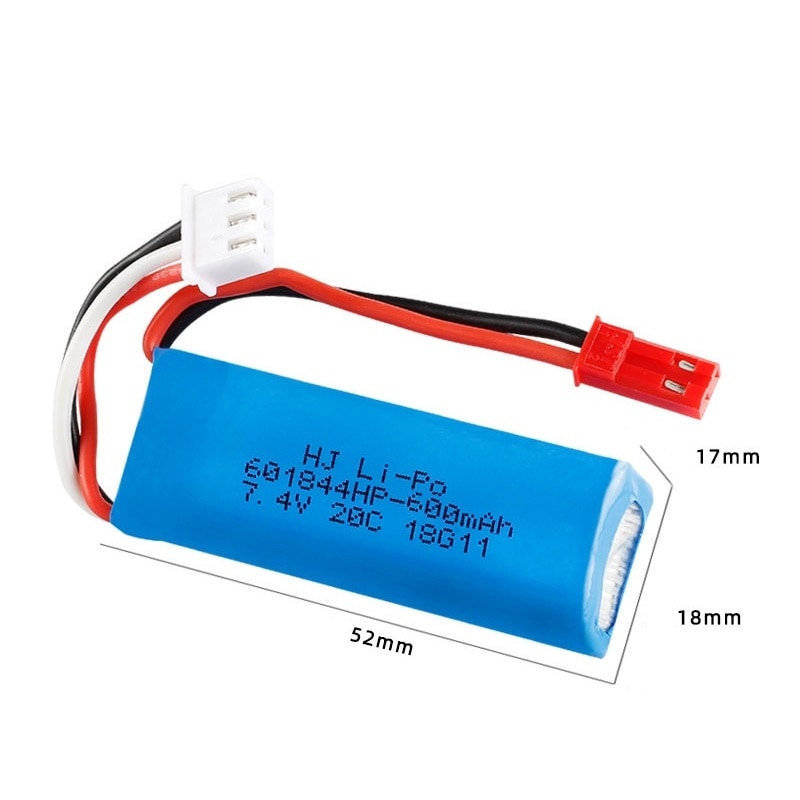 7.4V 600mAh 20C Lipo Battery for WLtoys K969 K979 K989 K999 P929 P939 RC Car Parts 2s 7.4v Battery 4pcs/lots