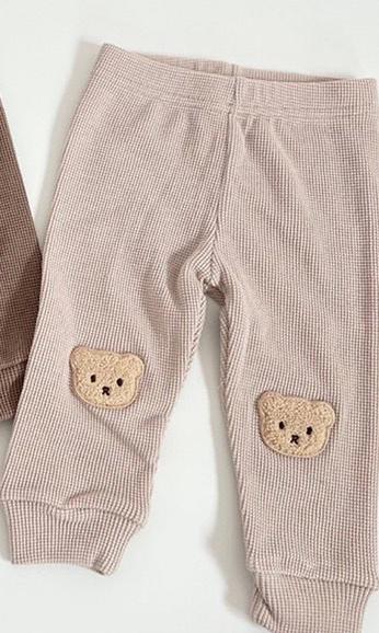 Bonito urso imprimir bebê menino pp calças outono infantil dos desenhos animados calças da menina do bebê harem calças primavera criança leggings roupas de algodão: apricot / 24M  90cm