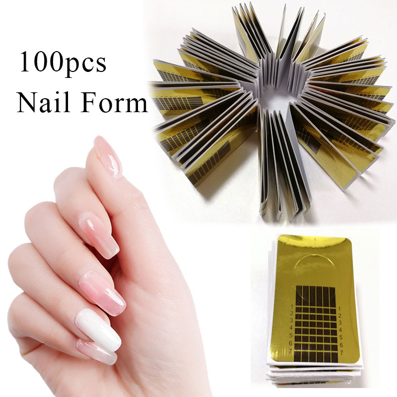 100Pcs Nail Art Gereedschap Nagel Uv Gel Tips Extension Builder Vorm Gids Voor Nagel Uitbreiding Stencil Manicure Gereedschap