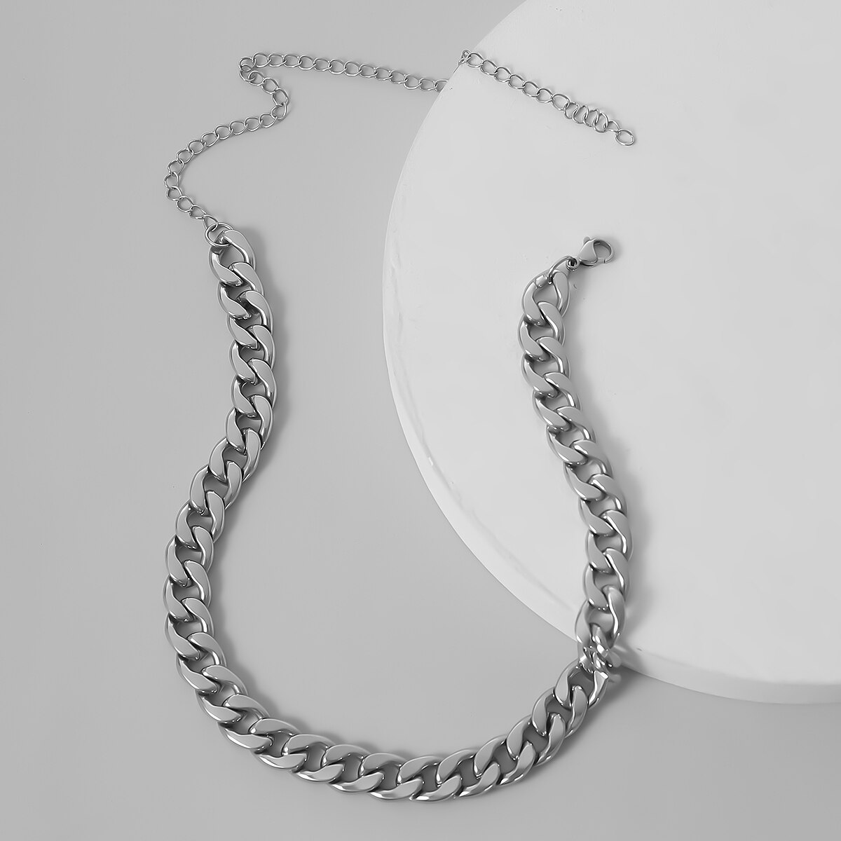 Lacteo miami cubana aço inoxidável gargantilha colar rua punk cor prata densa corrente colar moda para mulher e homem