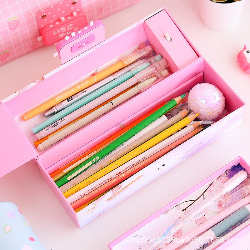 Dubbele Wachtwoord Vergrendelen Grote Capaciteit Eenhoorn Leuke Etui Voor Meisjes Potlood Tas Briefpapier Pencilcase Kawaii Schoolbenodigdheden