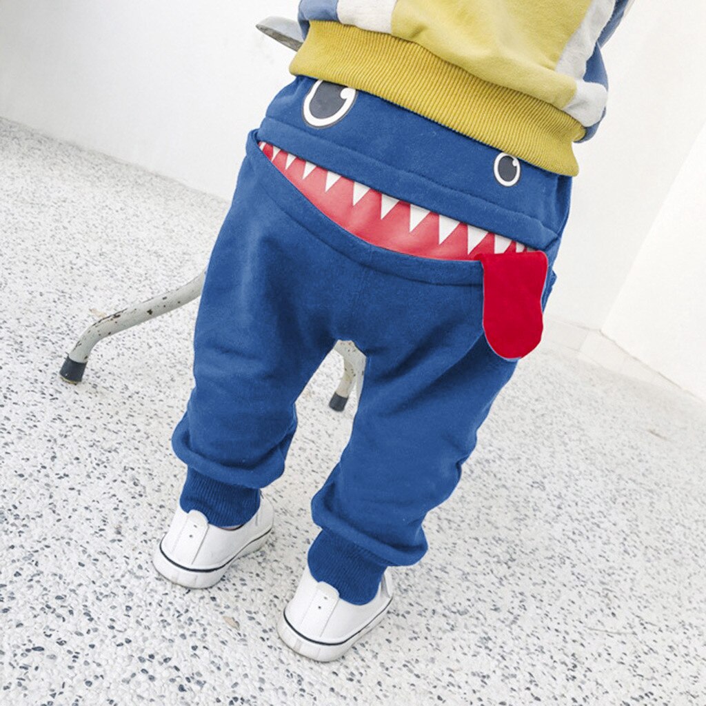 La ropa de los niños pantalones bebés, niños niñas de dibujos animados lindo tiburones lengua pantalones Harem Pantalones ropa