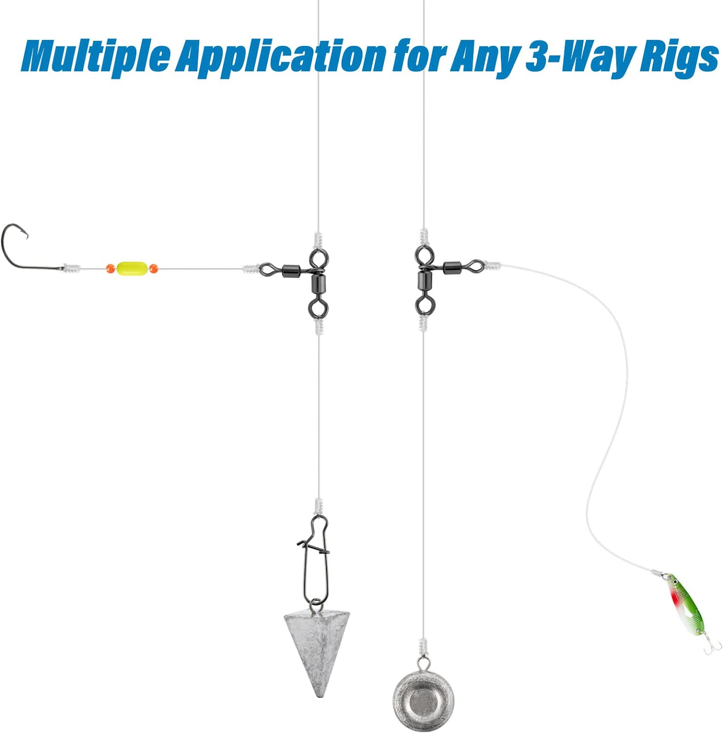 FTK 50 Pz Girelle a 3 gareggiare Barile Pesce giro Girelle Attrezzatura da Pesca Gancio Connettore Surf rig Traina Pesce Gatto rig Acqua Salata Acqua Dolce
