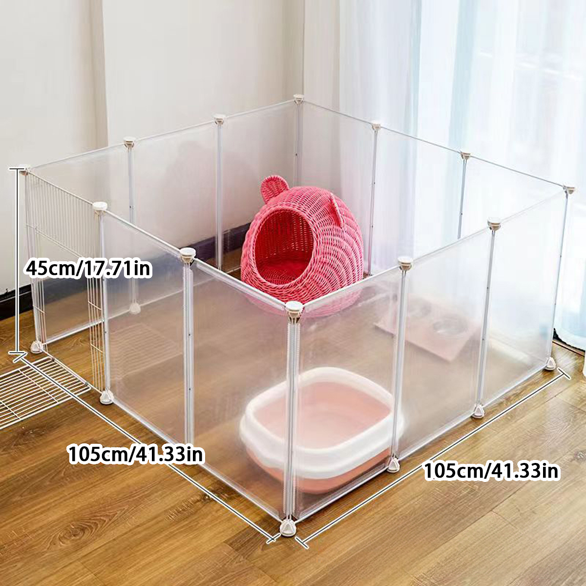 Clear dog cage Dog Villa cage Home indoor free space with door Small dog isolation fence Puppy Teddy Pomeranian dog cage: green