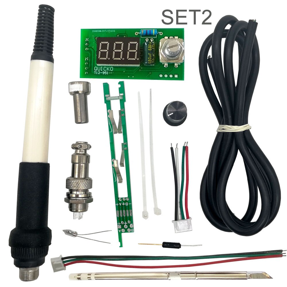 QUICKO-controlador STC T12 , estación de soldadura Digital LED, kits DIY, carcasa de aleación de aluminio con Panel transparente Acrílico: set2