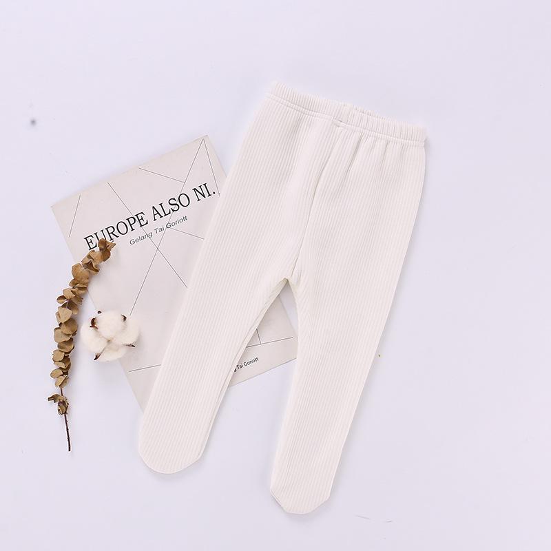 Autumn And Winter Infant Bottoming Pants Pit Strips Plush Cotton Even Feet All Kinds Of Elastic Pantyhose For Boys And girl: White / 12M