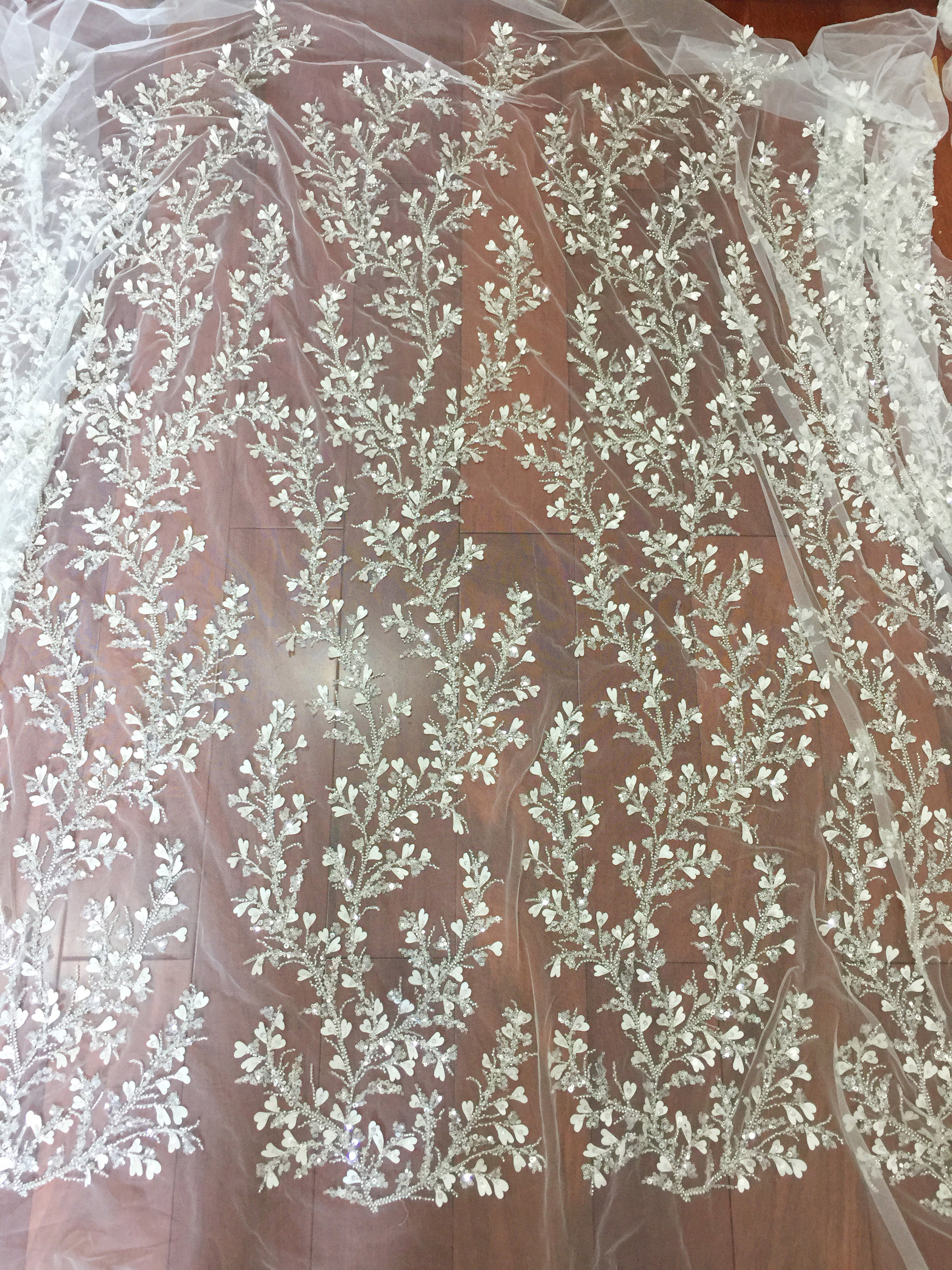 Luksus tunge beading tyl blonder stof elfenben farve til brudekjole, brudekjoler, designs , 1 yard pris