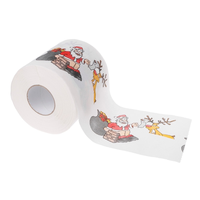 Rollo de papel higiénico para decoración para sala de estar Pro de 2 capas de Navidad Santa Claus Ciervo