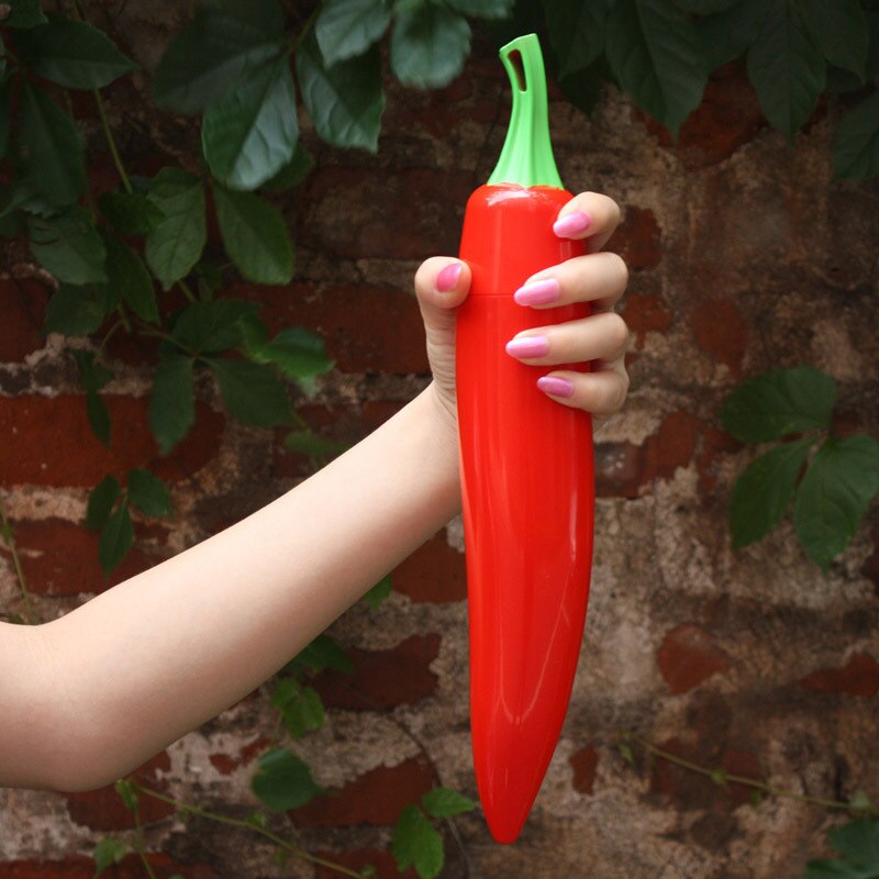 Sombrilla plegable de tres verduras para niños con dibujos animados de Chile, zanahoria, maíz, rábano, sombrilla, protección solar uv a prueba de viento: Red Chili