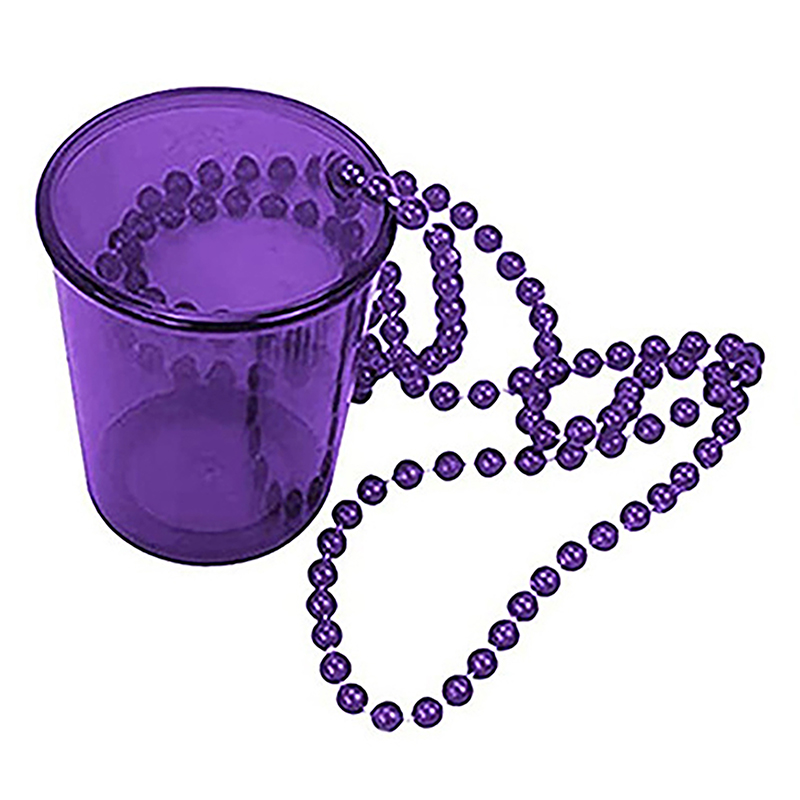 Plástico Shot Glass no colar frisado para Bachelorette, noiva festa copos, aniversário e casamento: Cinza claro