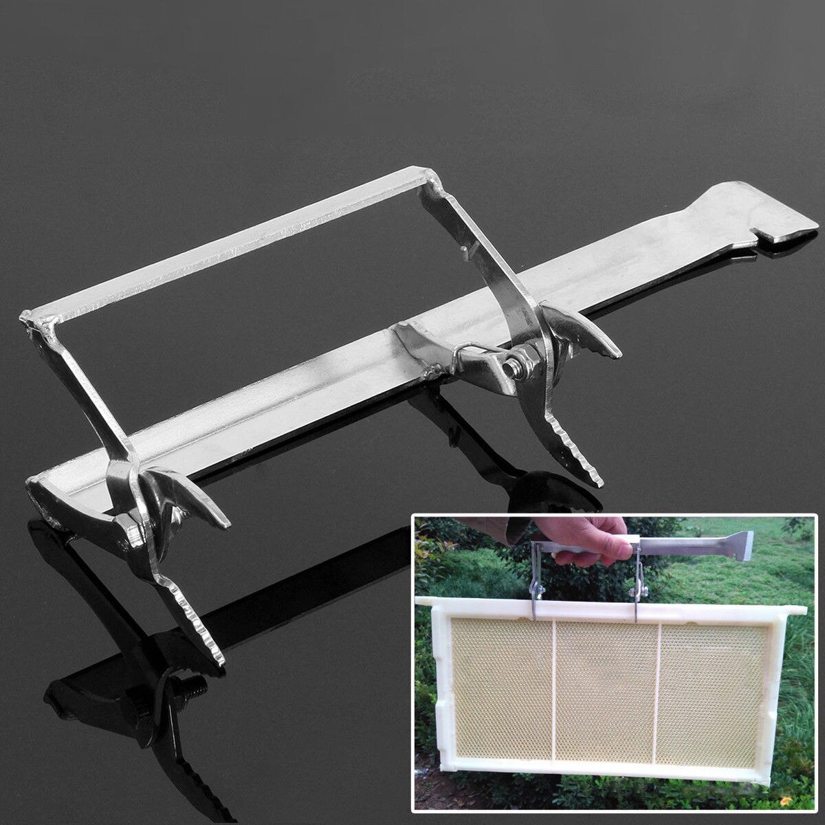 Beehive Brand Wood & Stainless Steel Frame Holder Grip Tool For Beekeeping