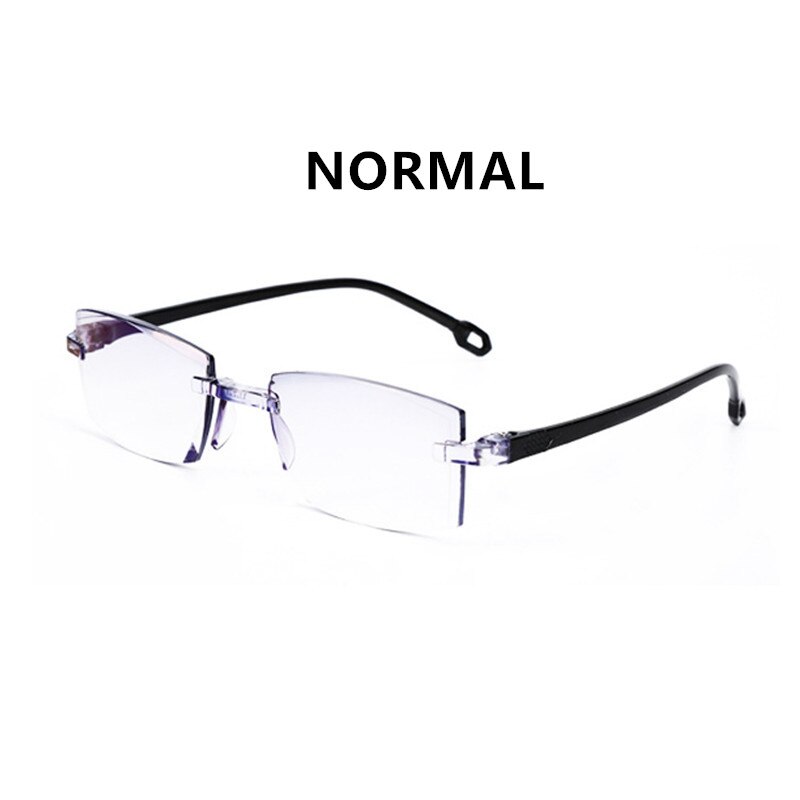 Unbreakable Anti Blue Light Bifocal Reading Glasses Unisex TR90 Flexible Rimless Ultralight UV Protection Computer Goggles +150: 0 / normal