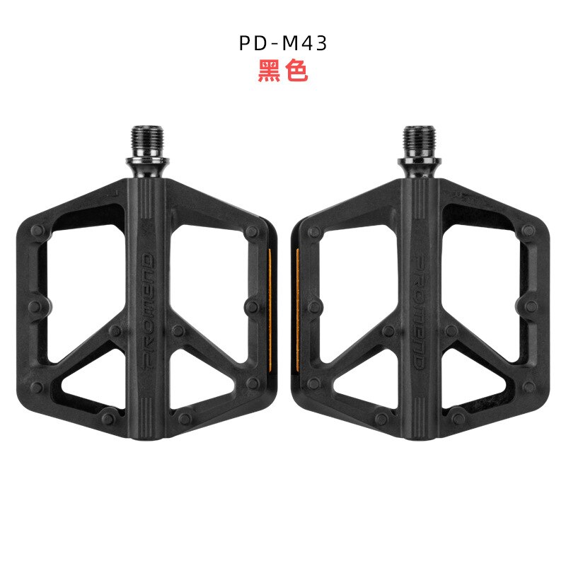 Reflector de Pedal de bicicleta de montaña ultraligero, rodamiento sellado, Pedal antideslizante de fibra de nailon de alta resistencia: Negro
