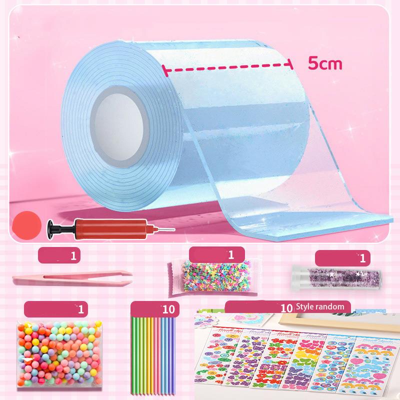 Pegamento Nano PET para amasar música, burbujas que soplan, juego completo de Nano cinta, pasta de doble cara, juguetes de descompresión de burbujas, pegatina: Oro