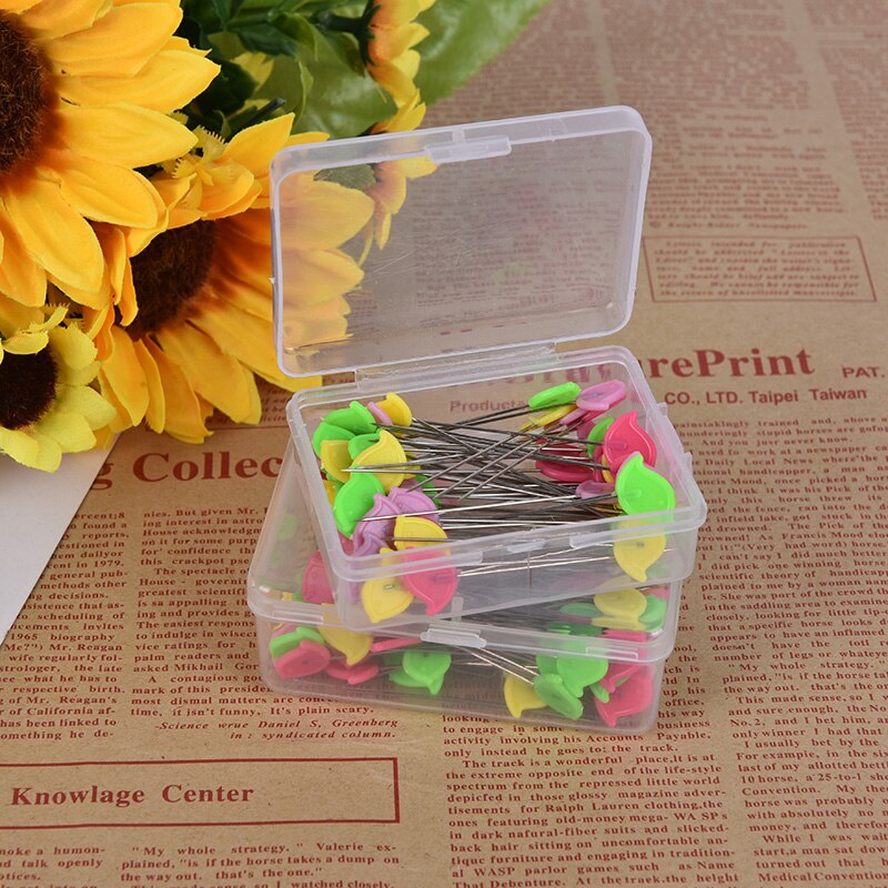 50/100 Uds Patchwork Pin pájaro Tulip alfileres con cabezal con forma de botón o Flor agujas para manualidades acolchado herramientas y accesorios de costura ramillete de corte y confección