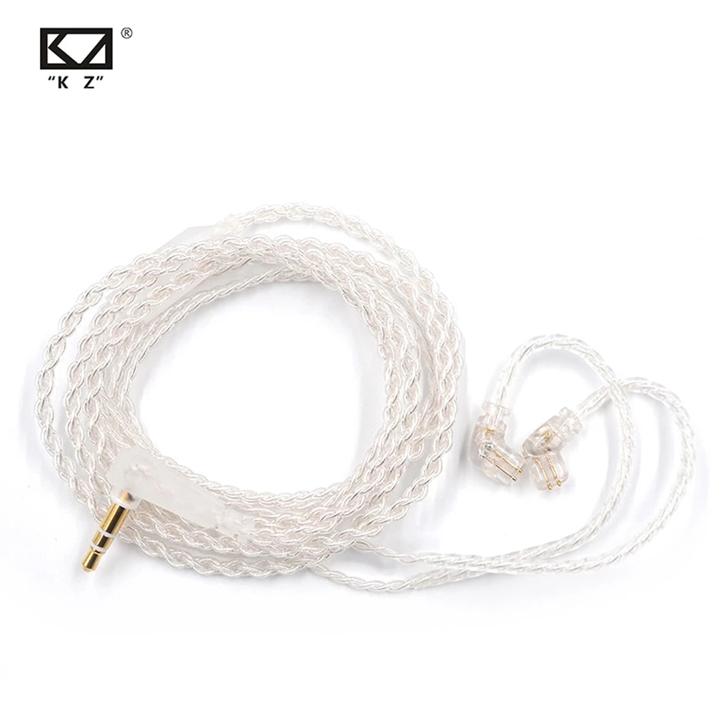 Kz Verzilverd Kabel Upgrade 2 Pin 0.75Mm B C Hoge Zuiverheid Zuurstofvrij Koper Koptelefoon Draad Met Microfoon voor Zst X Zsn ZS10 Zsx Pro