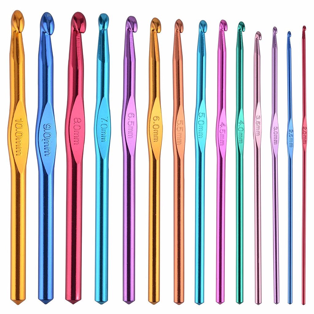 14 Set Knitting Needles Multi Coloured Aluminium Crochet Hooks Yarn Sewing Needles Set 2mm-8mm Punch Needle Crochet Hook: Default Title