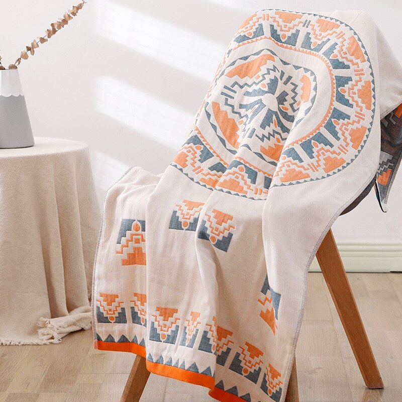 Geometric Printed Pattern Towels Soft Cotton Water Absrbent Bath Towel for Home Use Hotel Spa Service Bathing Accessories