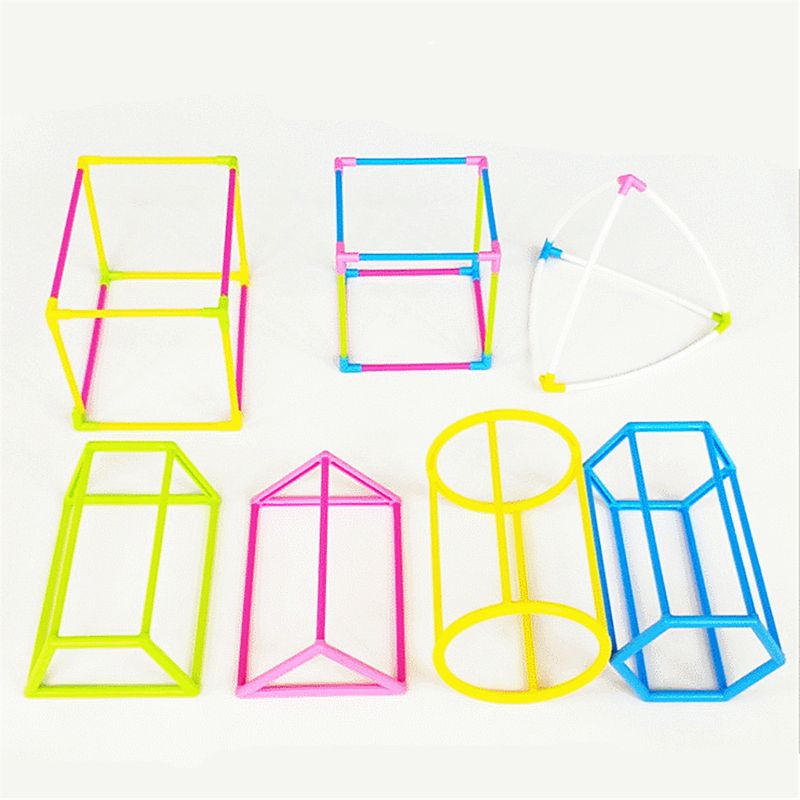 Byggesett med 3d geometriske former for barn matematikk geometri pedagogisk leke