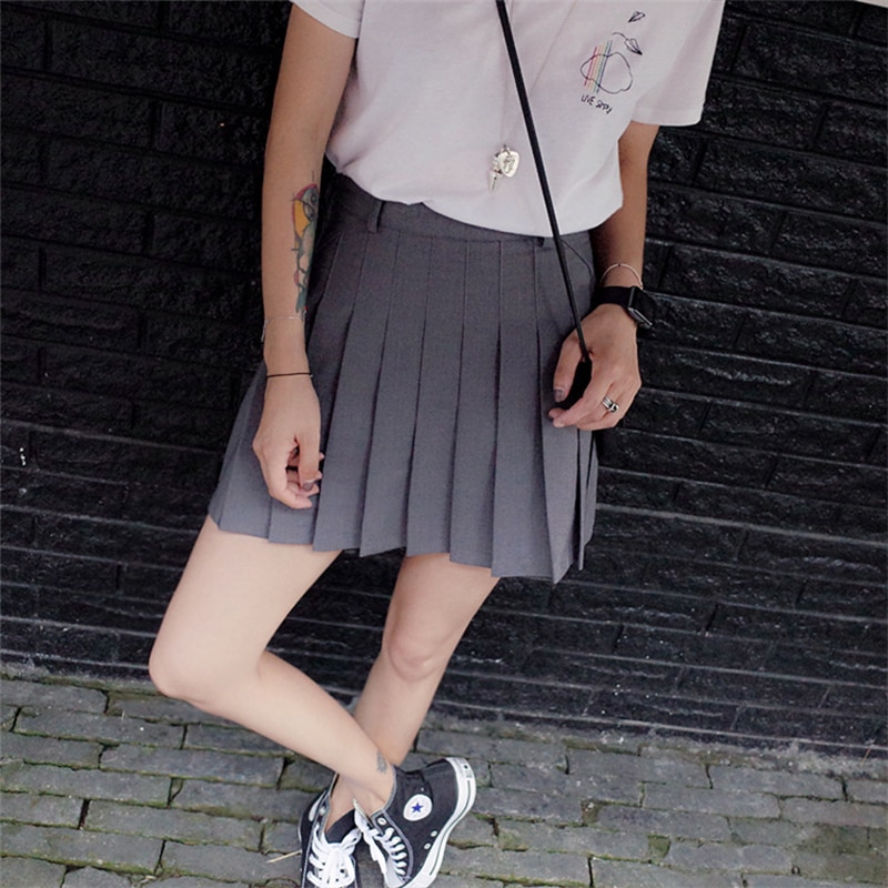 Skoleuniform nederdel sød mellemgymnasium piger grå plisserede nederdele sommer høj talje kvinder jk uniform numse
