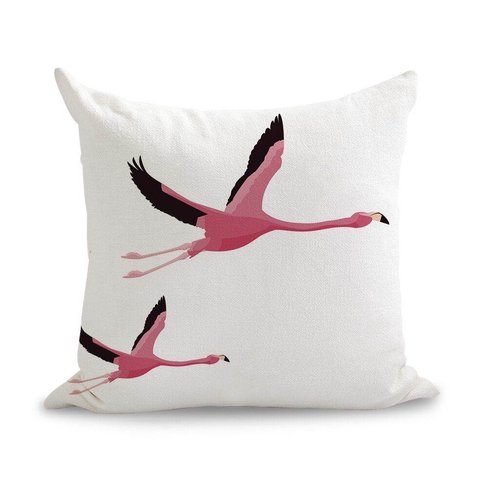 Romantisk kærlighed til lyserøde flamingoer puder linned sofa sæde pude smide pude boligindretning: Lilla / Indvendig medfølger