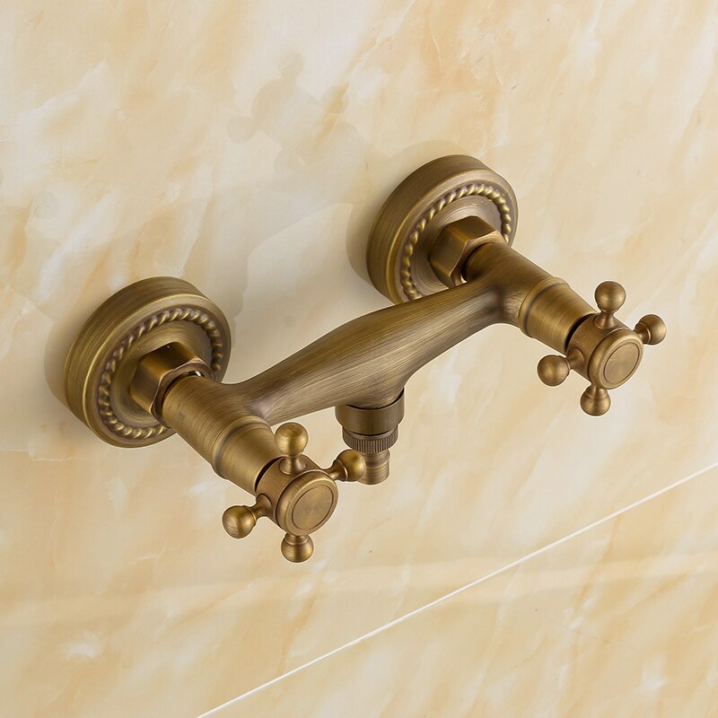 Vidric Antique brass wall mounted bibcock tap for washing machine, Copper Bathroom bathtub faucet mixer tap and cold